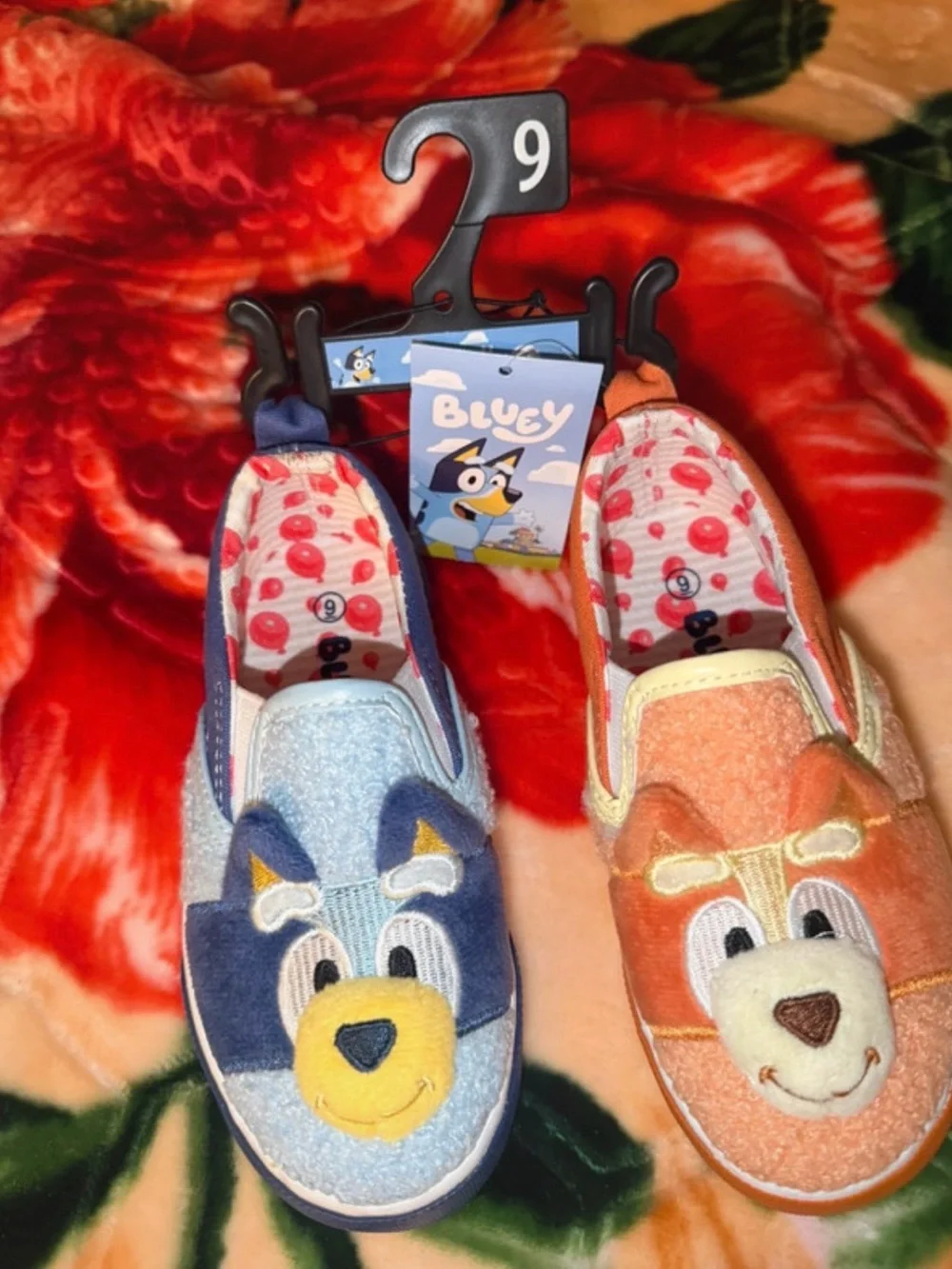 Bluey Kids' Slip-On Shoes - Playful Blue and Orange Puppy Design - Size 9